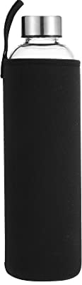 Botella Agua Cristal 1 Litro sin Bpa de Claro Borosilicato Vidrio con Neopreno Funda Reutilizable y Durable