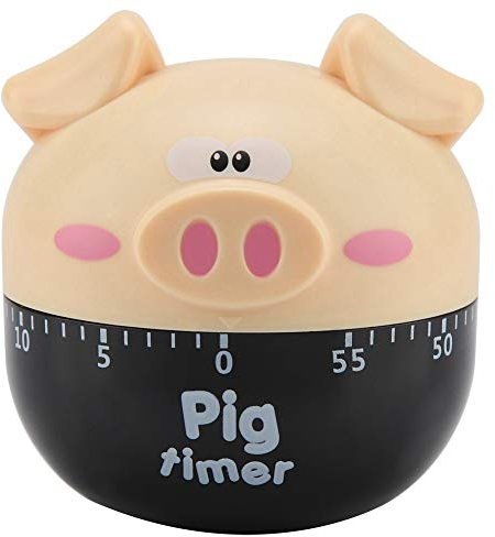 TOPINCN Kitchen Timer, Cute Cartoon Pig Cooking Timer Cooking Mechanical Study Timer Gym Timer Home Decor Counters Novelty Gadget for Cooking Timing Tool (Khaki)