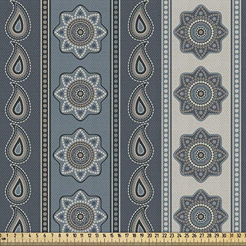 ABAKUHAUS Mandala Gewebe als Meterware, Paisley Sternsymbole, Dicht Gewebter Stoff zum Nähen Polster Wohnaccessoires, 3M (148x300cm), Beige Grau Tan