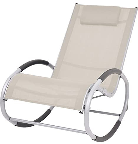 vidaXL Silla Mecedora de Jardín Sillon Hamaca de Patio Balancín de Porche Asiento Balanceo Terrazade Textilene Crema