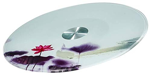Plato Giratorio Tartas para Servir Bandeja Cristal 12 mm de vidrio bandeja giratoria Alimentos placa, placa giratoria Lazy Susan, estilo chino, 360 ° de rotación flexible, Teniendo silencioso, Ronda