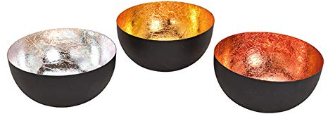 itsisa Schwimmschale (3er Set) - Teelichthalter schwarz, Gold, Bronze, Silber 15x8 cm, Schwimmkerze