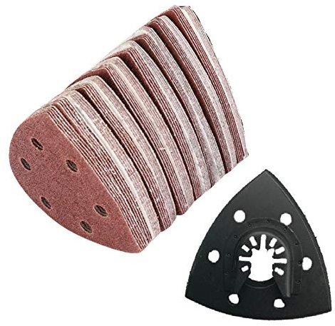 Fiacvrs Sanding Discs Sheet, Detail Sander Sandpaper Triangular Sanding Paper Triangle Oscillating Multi Tool Multi Tool Sanding Pads Triangular Multitool Sandpaper (size:51 sets)