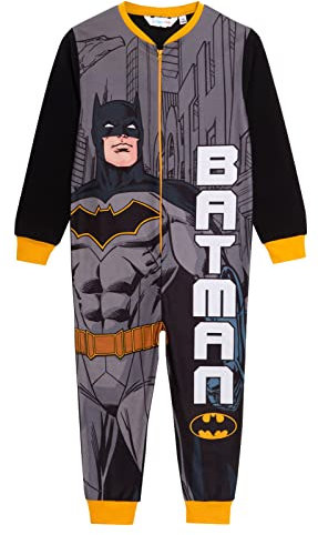 DC Comics Batman Onesie for Boys Fleece All in One Kids Pyjamas Pjs Zipped Loungewear Black 7-8 Years