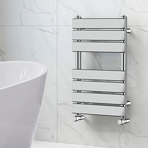 NRG Designer Bathroom Flat Panel Heated Towel Rail Radiator Modern Central Heating Warmer Wall Mounted Ladder Rad 650×400mm Chrome