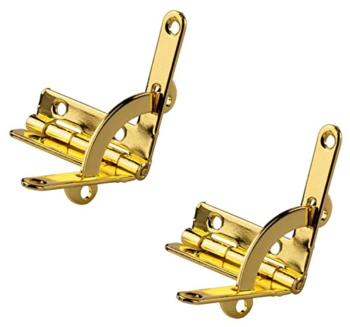Two High Quality Umaxo® Quarter Circle Hinges, 90° Support Hinges for Small Decorative Boxes, Boxes and Jewellery Boxes. Quadrant Hinge Including Mounting Screws (Brass 30.00.001)