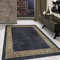 Carpetsale24 Waschbarer Kurzflor Teppich Läufer Schwarz 80x150 cm Mäander Design mit Rutschfester Rückseite, Hautfreundlich & Pflegeleicht, Ideal für Wohnzimmer, Schlafzimmer, Flur