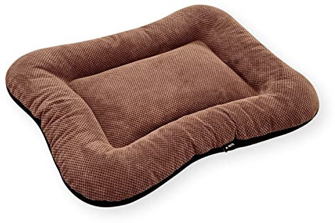 4L Textil KLEO Kuscheliges Hundebett große Hunde Hundekissen flauschig Bezug abnehmbar und waschbar Hundekorb Hundekörbchen gemütliches Haustierbett (XL-130x110 cm, Dots Braun(Mit Reißverschluss))