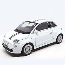 Kompatibel für 2007 Fiat 500 WElly Weiß mit italienischen Tricolor-Streifen im Maßstab 1:43