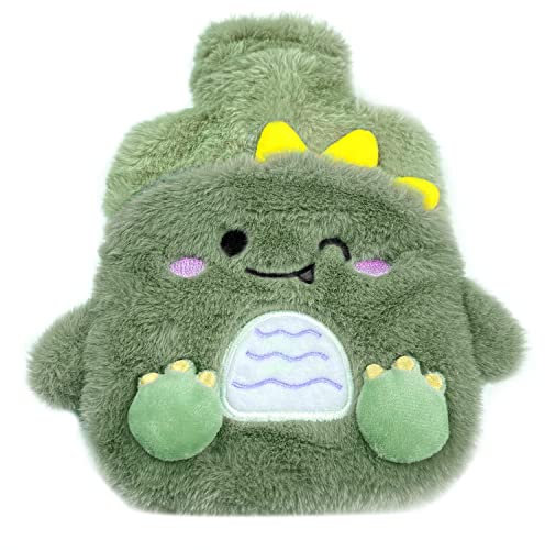 Wärmflasche Kinder Kuscheltier, Dino Wärmflasche mit Handwärmerbezug, Wärmflasche Baby, Abnehmbare und Waschbare Wärmflasche,Premium Wärmflasche,Geprüft und Frei Von Schadstoffen