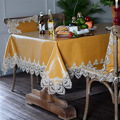Cozomiz Tischdecke Gartentischdecke Rechteckig tischdecke wasserdichte rutschfeste Abwischbar Schmutzabweisend Tischdecke Tischwäsche PVC Wachstuch 110x110cm Gelb