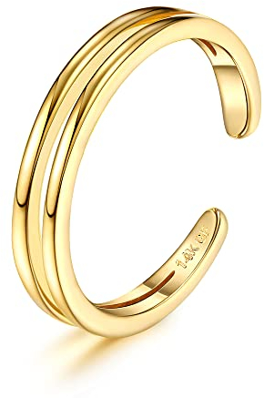 Jstyle Zehenringe mit 14 Karat Gold gefüllt, für Damen, verstellbarer Zehenring, Zirkonia, Gänseblümchen, Zehenringe, Sommer, Strand, Fußschmuck, 14 Karat Gold, Messing, Gold, Weiß, Zirkonia