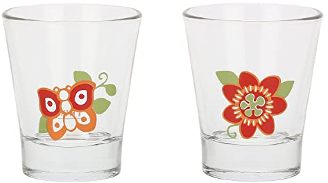 THUN - Set di 2 Bicchierini in Vetro Decorato, Linea Quokka Love, 85 ml