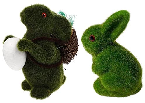 Operitacx 2stücke Teiliges Flock- Deko-Osterhase Realistische Gartenfigur Für Ostern Für Garten Balkon Und Bürodekoration Fröhliche Frühlingsatmosphäre