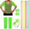 ZDQC 80er 90er Jahre Outfit Damen,80 Jahre Kostüm Zubehör Set,Neon Netz Shirt 10tgl,80er Jahre Accessoires Damen,80er Kostüm Accessoires,Neon 80 Jahre Outfit Party (Neon Grün)