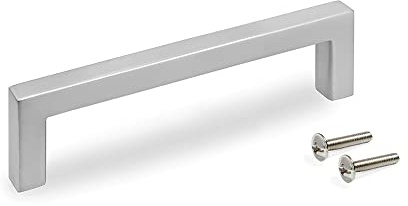 Emuca - Möbelgriff, Achsabstand 128 mm, L136 mm, Zamak, Satiniert vernickelt, 5 St.
