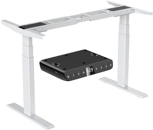 DeHong Höhenverstellbarer Schreibtisch Gestell mit 2 Motoren, 3-stufige Tischgestell höhenverstellbar elektrisch, Memory-Steuerung und Softstart/-Stop-Funktion, 6W Plus