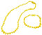 Amber Jewelry Shop Set aus Halskette und Armband aus natürlichem baltischen Bernstein, Bernsteinkette, 34 cm, Armband 14 cm, Bernstein, Geschenkset (gelb)