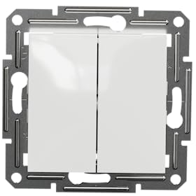 Schneider Electric Asfora Doppelschalter, Unterputz, 10AX, 250V, Steckklemmen, weiss, Artikelnummer EPH0370121D