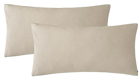 SOULFUL Kissenbezug 40x80 Baumwolle Kamel Beige, Kissenbezüge 2 Teilig mit Reißverschluss, Ähnliche Textur wie Stone Washed Leinen, ÖkoTex Zertifiziert, Weich und Bequem
