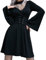 Robe Rose Moulante Longues pour Femmes Robe Gothique Taille Haute Noire Robe Rose Poudré Longue (Black, S)