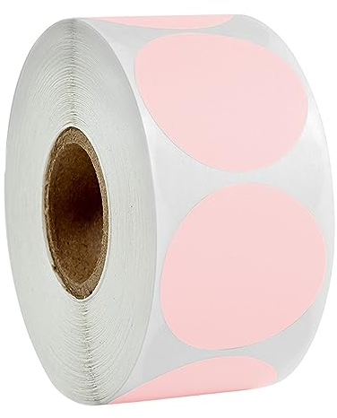 Lot de 500 étiquettes autocollantes thermiques rondes directes - Pour code QR DIY - Inventaire des étiquettes nominatives - Rose - Taille unique