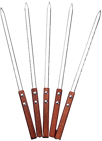 5 Stück Kabob-Spieße, flach, breit, Wiederverwendbare Grillspieße, Edelstahl-Grillspieße, für Fleisch, Garnelen, Huhn, Gemüse (25 Stück)