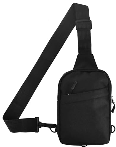 Colexy Sling Chest Crossbody Bag, Wasserdicht Brusttasche Herren Umhängetasche, Leichte Brusttasche Herren mit Verstellbarem Schultergurt für Reise Wandern Radfahren Laufen (Schwarz)