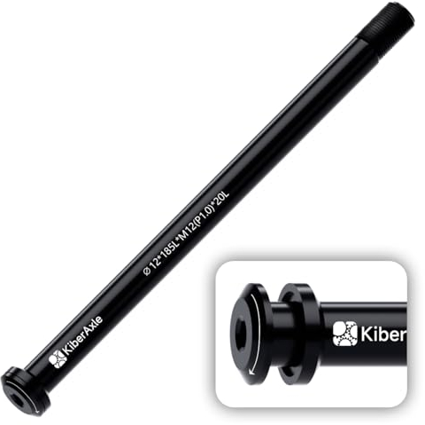 KiberAxle 12 mm Steckachsen für Fahrradgabeln und Hinterradstoß, Aluminium-Legierung, Naben-Adapterachse, Gewindesteigung: 1,0 mm/Länge: 185 mm, M6-KiberAxle-1.0-12-185
