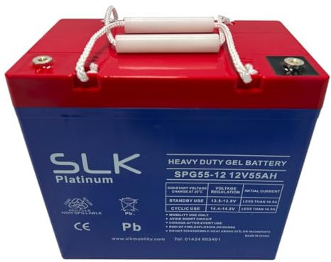 SLK Platinum Mobility Scooter GEL Battery Pair of 2 x 12v 55ah Reliable And long Lasting Replacement Batteries For Electric Scooters And Wheelchairs