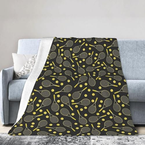 Kuscheldecke 220x240 Tennisschläger Decke, Sport Fleecedecke Flauschig, Flanell Warm Decken, Sofadecke Wohndecke Weiche Sofa üBerwurfdecke, Winterdecke Erwachsene Blanket Fuer Schlafzimmer deko