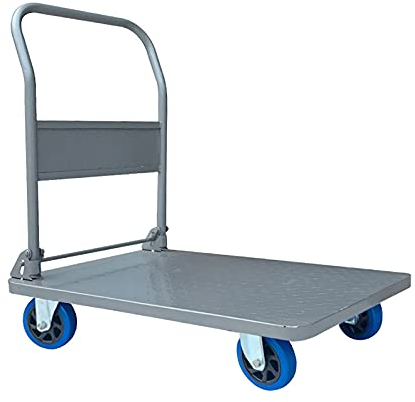 Zusammenklappbarer Schubkarren, schwerer Anhänger, Stahlplattformwagen mit Griff und leisen Rädern für Lager, Flughafentransport, große Tragfähigkeit, zusammenklappbarer Handkarren-Transportwagen - 66