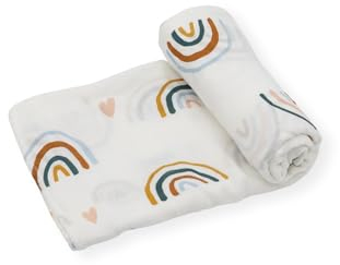 Zwergensache Musselin Tuch aus Bambus und Baumwolle | Pucktuch | Mullwindel | 120x120 cm | Spucktücher für Babys | Babydecke | extrem weich (Regenbogen)