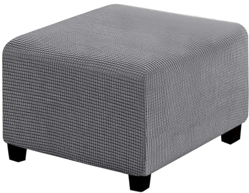 RIRWICM Fodera per poggiapiedi Elasticizzata Quadrata, Fodera per ottomana Elasticizzata Lavabile Antipolvere Fodera per Pouf Universale con Fondo Elastico Fodera per ottomana Jacquard Antiscivolo