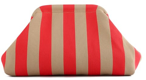 EVEOUT Knödel Clutch für Damen Gewebte Häkelarbeit Strand Urlaub Handtasche Stilvolle gestreifte Tasche für Abendessen Party