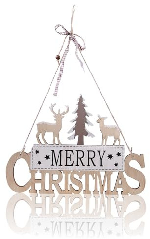 Zfseyuh Türschild Frohe Weihnachten aus Holz Weihnachten Tür Hängende Dekorationen Christmas Door Decoration für Tür,Fenster,Wand oder Weihnachtsbaum
