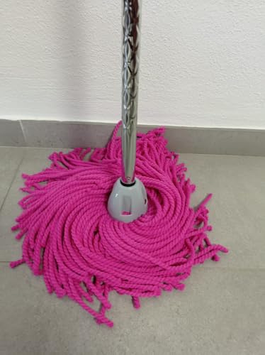 Suinga Mocio in microfibra MAX Pro in filo rosa + bastone diamantato 140 cm | filettatura universale | non grattugiare il pavimento liscio non ruvido | grande capacità di assorbimento, rosa