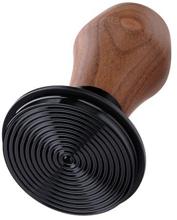 Normcore Espresso-Stampfer, 58 mm, federbelastet, 58 mm, mit Titan-PVD-Beschichtung, geriffelter Boden, Griff aus echtem amerikanischem Walnussholz