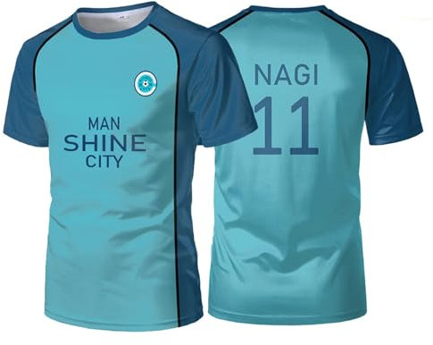 Yuogkk T-shirt Blue Lock role-playing sports jersey, men's and women's loose casual sports fir retro round neck short sleeve cotton sportswear lightweight breathable short sleeve-blue||XXL