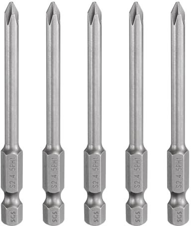 sourcing map 5pcs #1 Phillips Screwdriver Bit PH1 1/4 Hex Shank 3 (75mm) Long Magnetic S2 Steel Industrial Grade Screw Driver Bit Cross Head Electric Drill Bits 0.177 (4.5mm) Rod