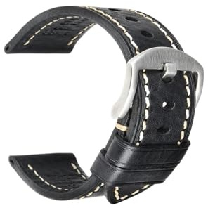 RTRCAGAKM Uhrenarmband, Lederarmband mit Schmetterlingsschnalle, passend for MONTBLANC, passend for Tudor-Uhrenarmbänder(Black S Buckle,23mm)