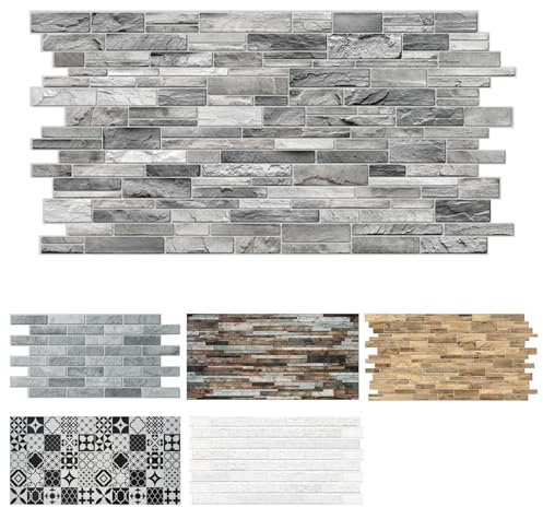 MDEKOR Revêtement mural en PVC 48,5 x 96 cm - Panneaux muraux 3D pour cuisine, salle de bain et plus - Facile à coller et à nettoyer - Panneaux décoratifs pour décoration murale intérieure