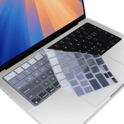 Arisase Ultra Thin Silicone Keyboard Cover Skin for MacBook Pro 14/16 with M5 2025/M4/M4 Pro/M4 Max Chip 2024 Soft Laptop Protective Accessories for MacBook Pro 14.2/16.2 Inch US Layout