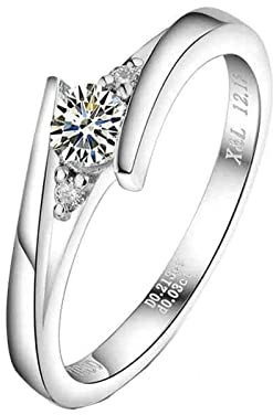 KnSam Echter Goldschmuck, Diamantring Platin, Ringe Gold Herren 0.2ct Labor Erstellt Diamant mit Diamant, Süße Geschenke, Weiß Gold, Gr.63 (20.1)