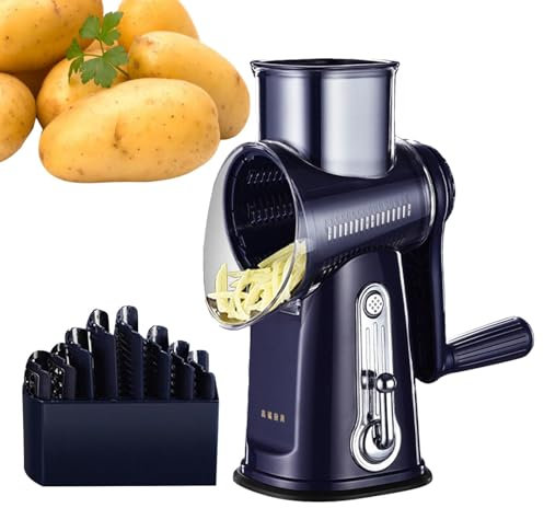 Yianyal Rallador de queso de manivela, rallador de queso giratorio, Trituradora de verduras de manivela con asa, Rallador de queso manual, cortadora rotativa segura para zanahorias y frutas