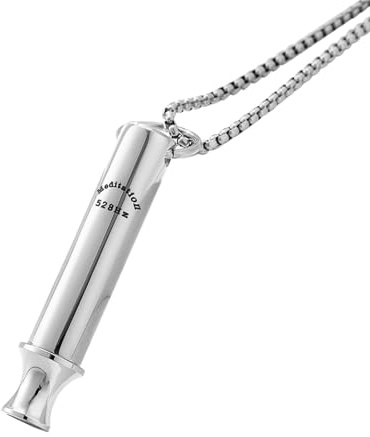 Cupimatch Atmung Halskette Gegen Angst: 528 hz Pfeifen-Halskette Edelstahl Atemübungen Meditation Halskette Anti Angst Schmuck Geschenk für Männer Frauen