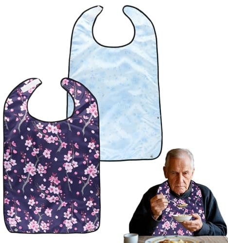 Mecmbj Lätzchen für Erwachsene,2 Stück Latz für Erwachsene,Waschbar Kleidungsschutz Erwachsenen,Wasserdichte Latz für Senioren,Wiederverwendbare Esslätzchen für Männer,Frauen