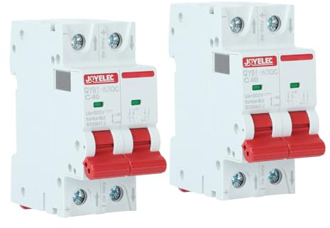 JOYELEC 2 Stück 40A Solar Photovoltaik Systeme Miniatur-Leistungsschutzschalter，2 Polig，DC500V für Solar Panels Pv Anlage Sicherungsautomat Trennschalter