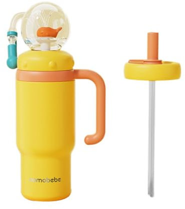 Cikiki Drinking Cup with Whale Squirt, 24Oz Kids Water Bottle with Water Fountain, Stainless Steel Whale Spray Sippy Tumbler, Leak Proof Weighted Straw Cup