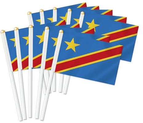 25 Stück Kongo Handheld Flagge, Dekor Hand gehalten Hold Fahne, Dekoration Banner hand Congo